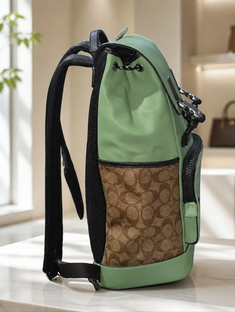 Coach Track Backpack in Colorblock Signature Canvas Sage Apple 2022 - 2024